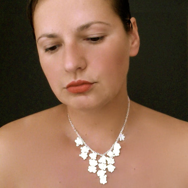 Symphony semi graduated Necklace, satin silver by Fiona DeMarco