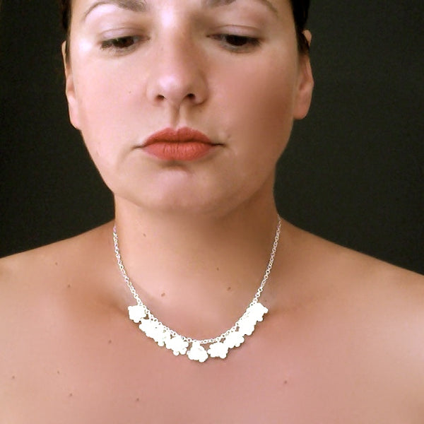 Symphony semi Necklace, satin silver by Fiona DeMarco