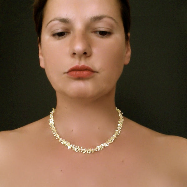 Harmony Precious necklace, 18ct yellow gold satin by Fiona DeMarco