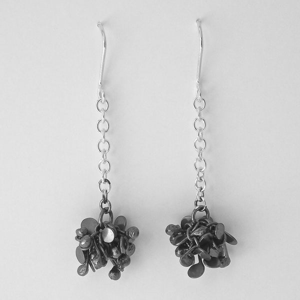 Radiance dangling Earrings, oxidised silver by Fiona DeMarco