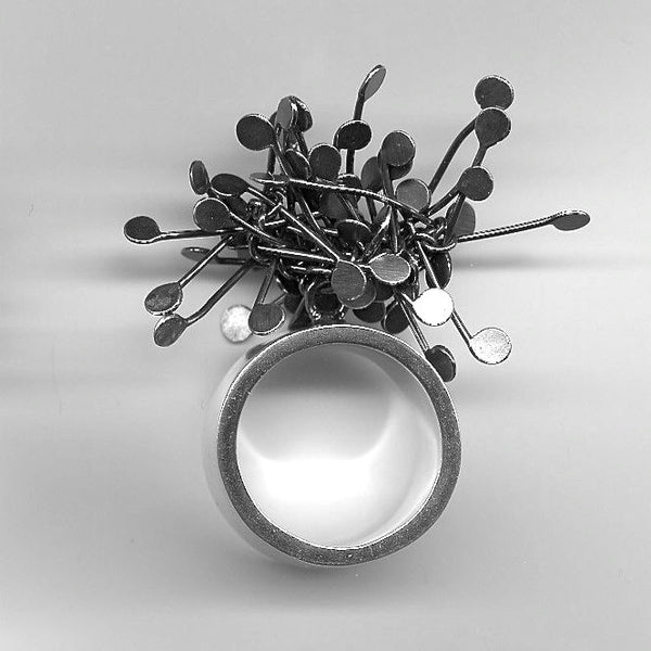 Signature Cluster wide Ring, oxidised silver by Fiona DeMarco