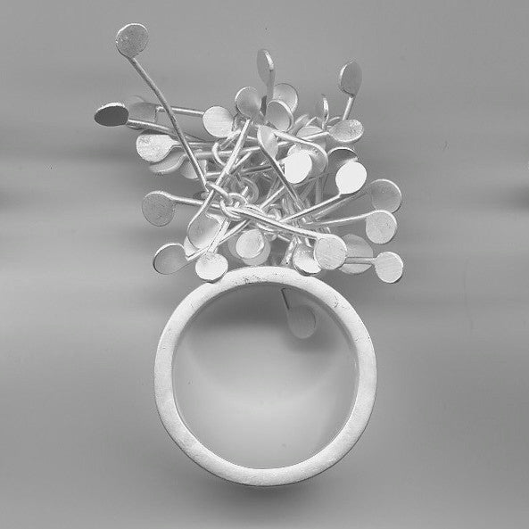 Signature cluster wide Ring, satin silver by Fiona DeMarco