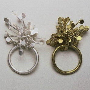 Signature Cluster Rings, satin silver and 18ct yellow gold satin by Fiona DeMarco