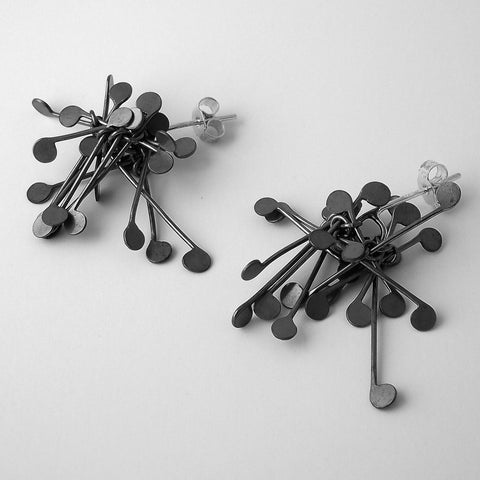 Signature Cluster stud Earrings, oxidised silver by Fiona DeMarco