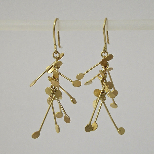 Signature Precious dangling Earrings, 18ct yellow gold satin by Fiona DeMarco