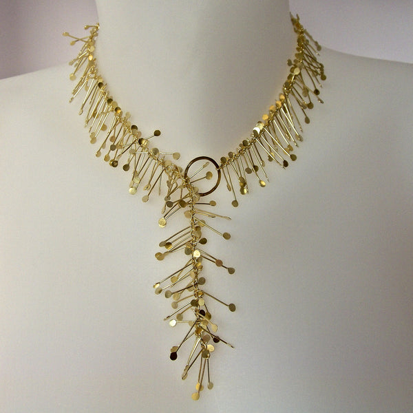 Signature Precious lariat Necklace, 18ct yellow gold satin by Fiona DeMarco
