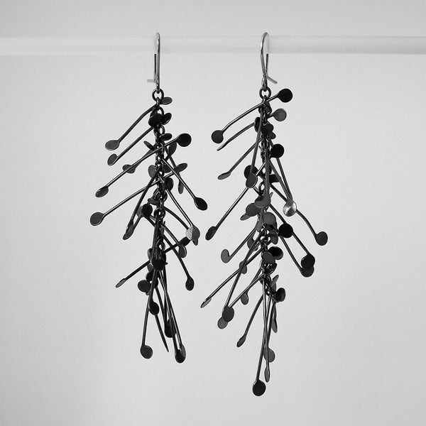 Signature dangling Earrings, oxidised silver by Fiona DeMarco