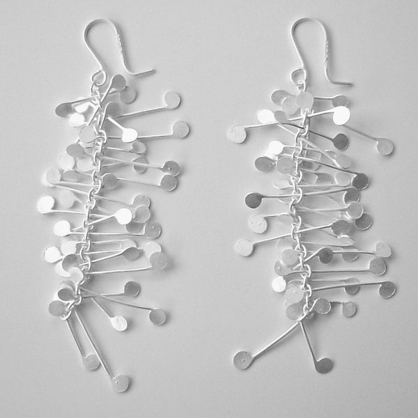 Signature dangling Earrings, satin silver by Fiona DeMarco