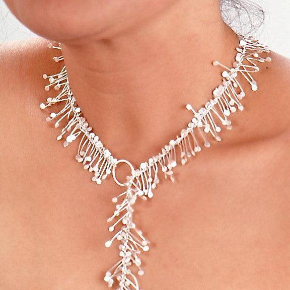 Signature lariat Necklace, satin silver by Fiona DeMarco