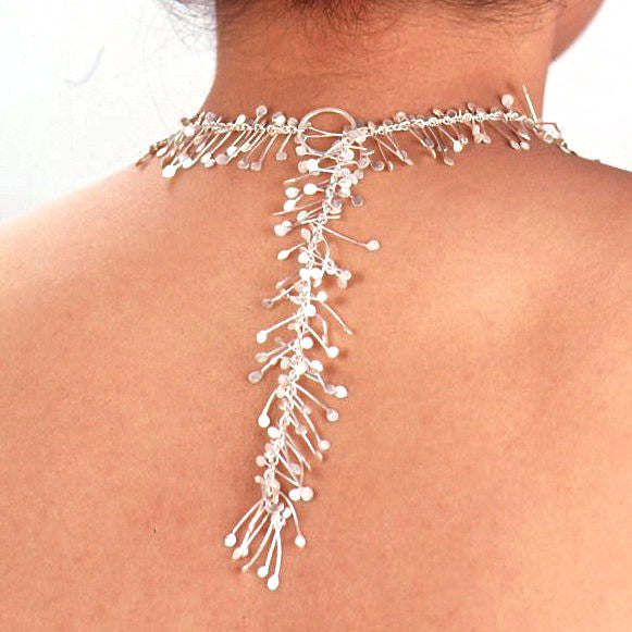 Signature lariat Necklace, satin silver by Fiona DeMarco