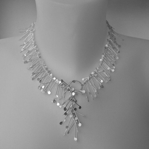 Signature lariat Necklace, satin silver by Fiona DeMarco