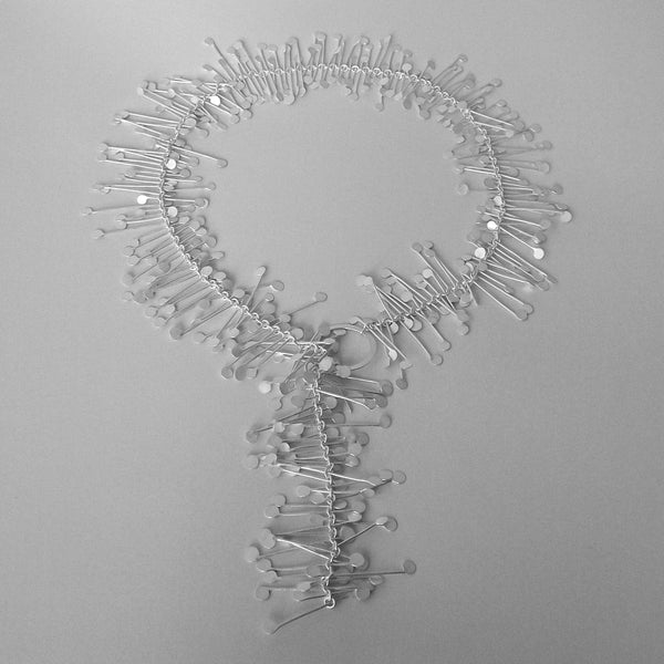 Signature lariat Necklace, satin silver by Fiona DeMarco