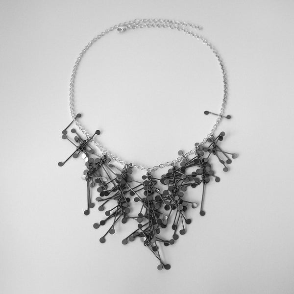 Signature semi graduated Necklace, oxidised silver by Fiona DeMarco