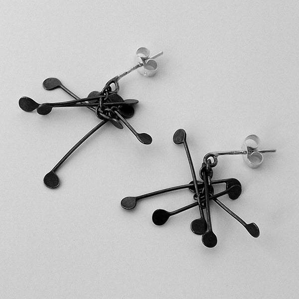 Signature stud Earrings, oxidised silver by Fiona DeMarco