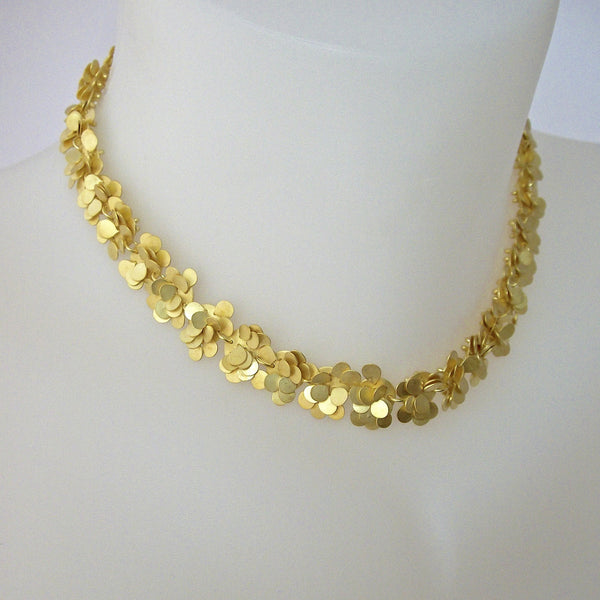 Symphony Precious Necklace, 18ct yellow gold satin by Fiona DeMarco