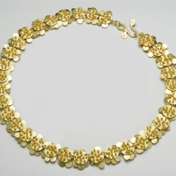 Symphony Precious Necklace, reverse side, 18ct yellow gold satin by Fiona DeMarco