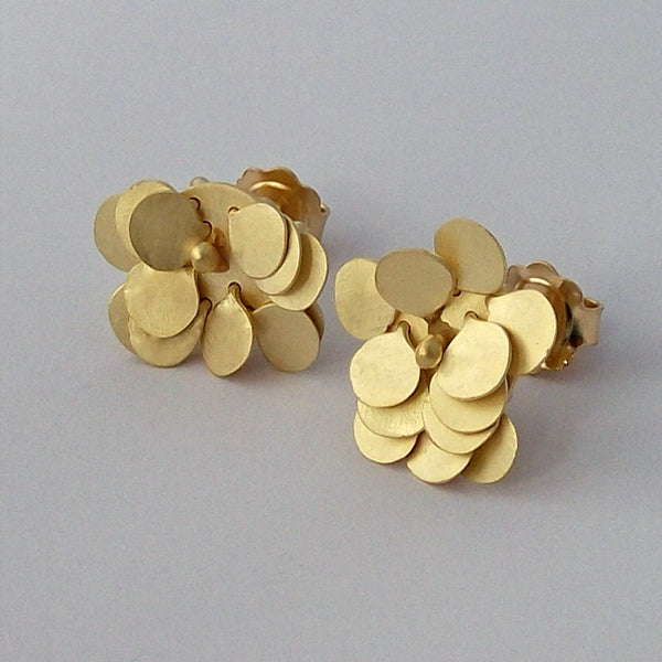 Symphony Precious stud Earrings, 18ct yellow gold satin by Fiona DeMarco