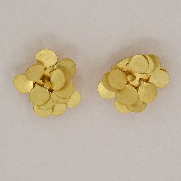 Symphony Precious stud Earrings, 18ct yellow gold satin by Fiona DeMarco