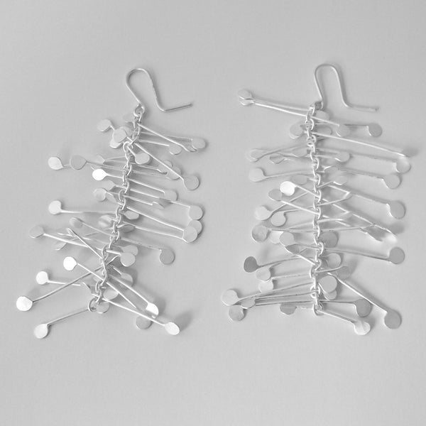 Signature dangling Earrings, satin silver by Fiona DeMarco