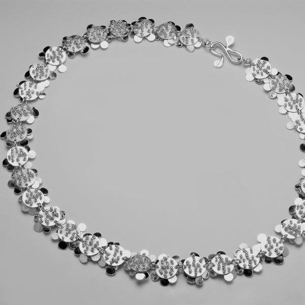 Symphony Necklace reverse side, polished silver by Fiona DeMarco