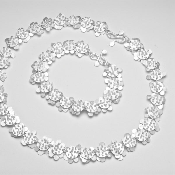 Symphony Necklace and Bracelet reverse side, satin silver by Fiona DeMarco