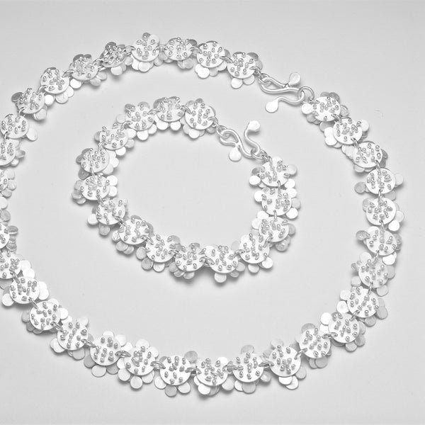 Symphony Necklace and Bracelet reverse side, satin silver by Fiona DeMarco
