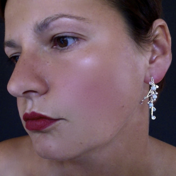 Blossom & Bloom stud Earrings with amazonite, polished silver by Fiona DeMarco