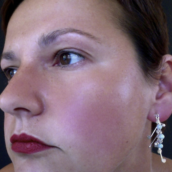 Blossom & Bloom stud Earrings with amazonite, polished silver by Fiona DeMarco