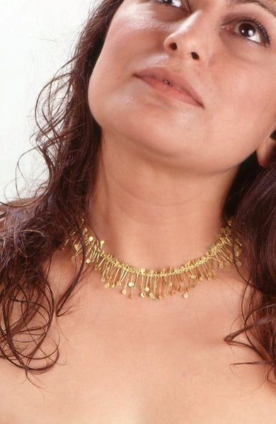 Signature Precious Necklace, 18ct yellow gold satin by Fiona DeMarco