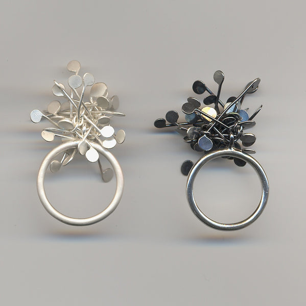 Signature Cluster rings, satin and oxidised silver by Fiona DeMarco