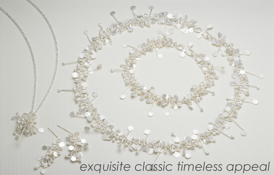 Homepage slideshow Blossom necklace bracelet pendant and earrings sterling silver by Fiona DeMarco